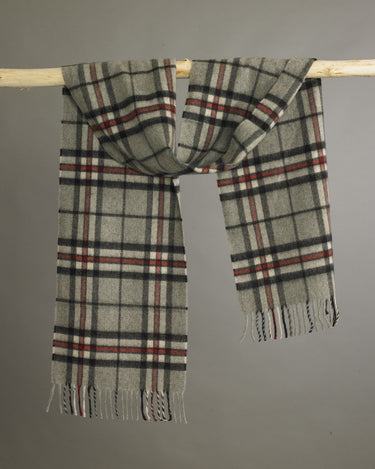 Grey Tartan Cashmere Scarf